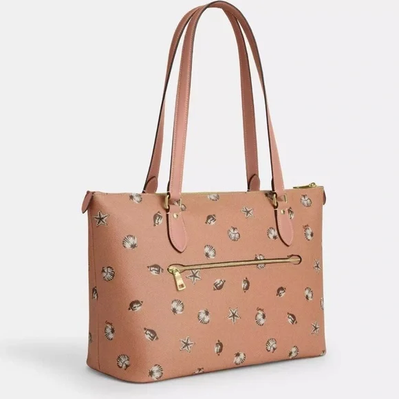 New Coach Gallery Tote Bag With Shell Print
